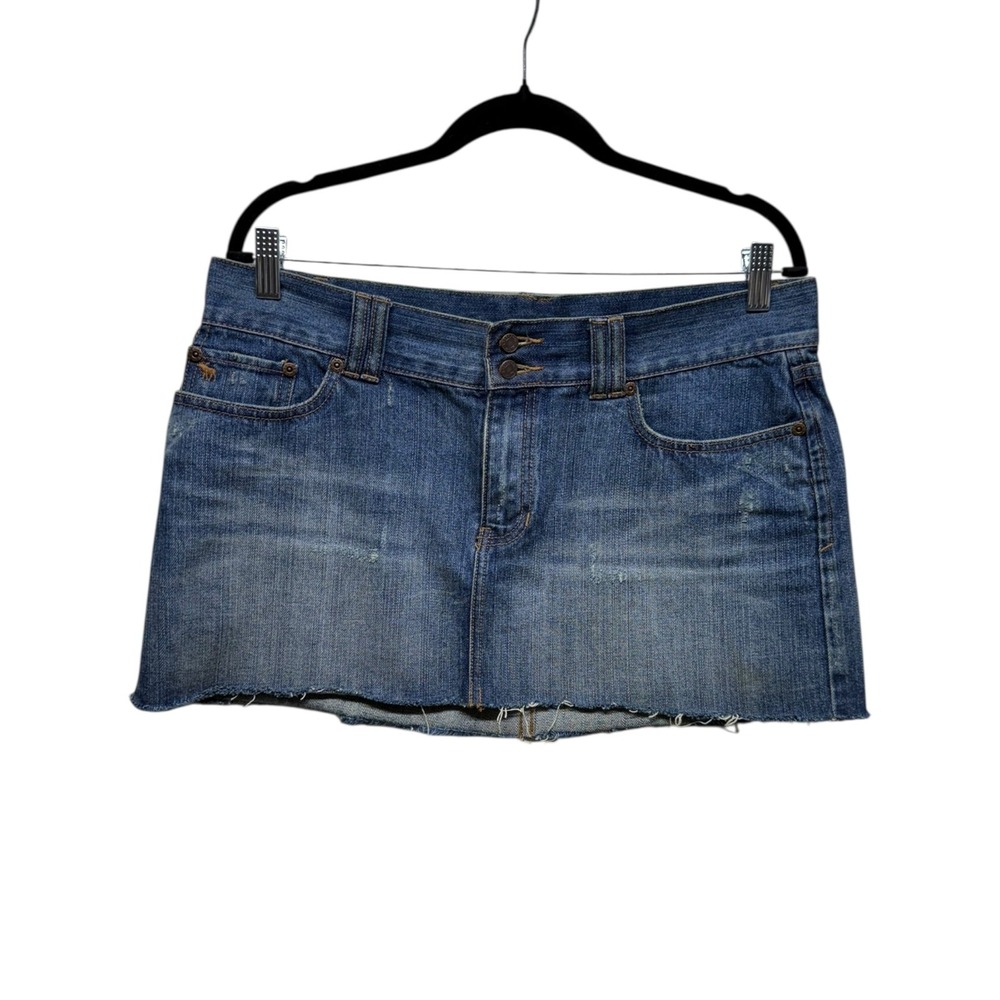 Vtg Abercrombie Fitch Denim Skirt Sz 10 Mini Micro Y2k 2000s Party Girl Distress